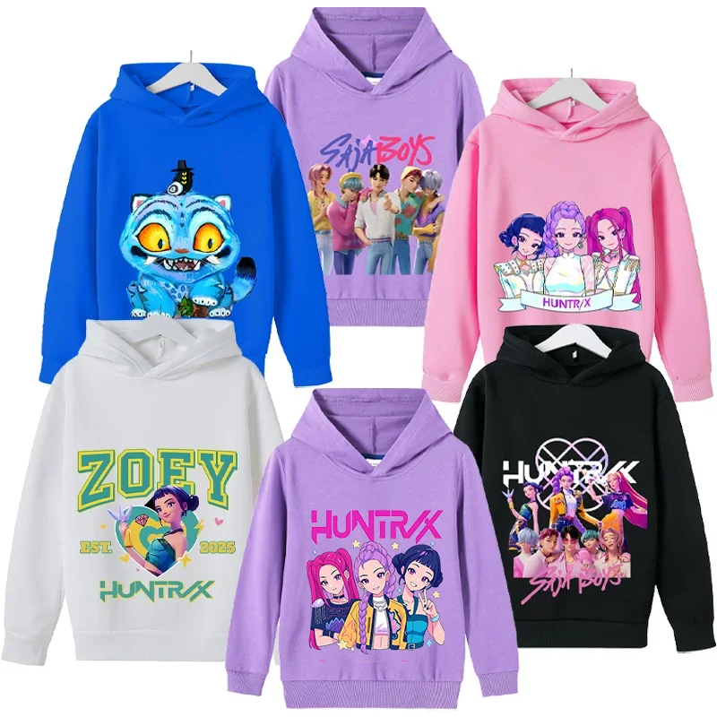 Demons Hunter Hoodies Kids Clothing Autumn Tracksuit Hood Sportswear Long Sleeve Kpop Pullover Girls Thin Hooded Sweatshirt Gift