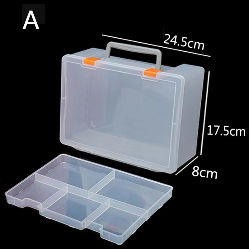 Plastic Box For Tool Storage,Sewing Box Organizer, 1+5 Slots Cells Handled Storage Case For Jewelry And Electronic Parts