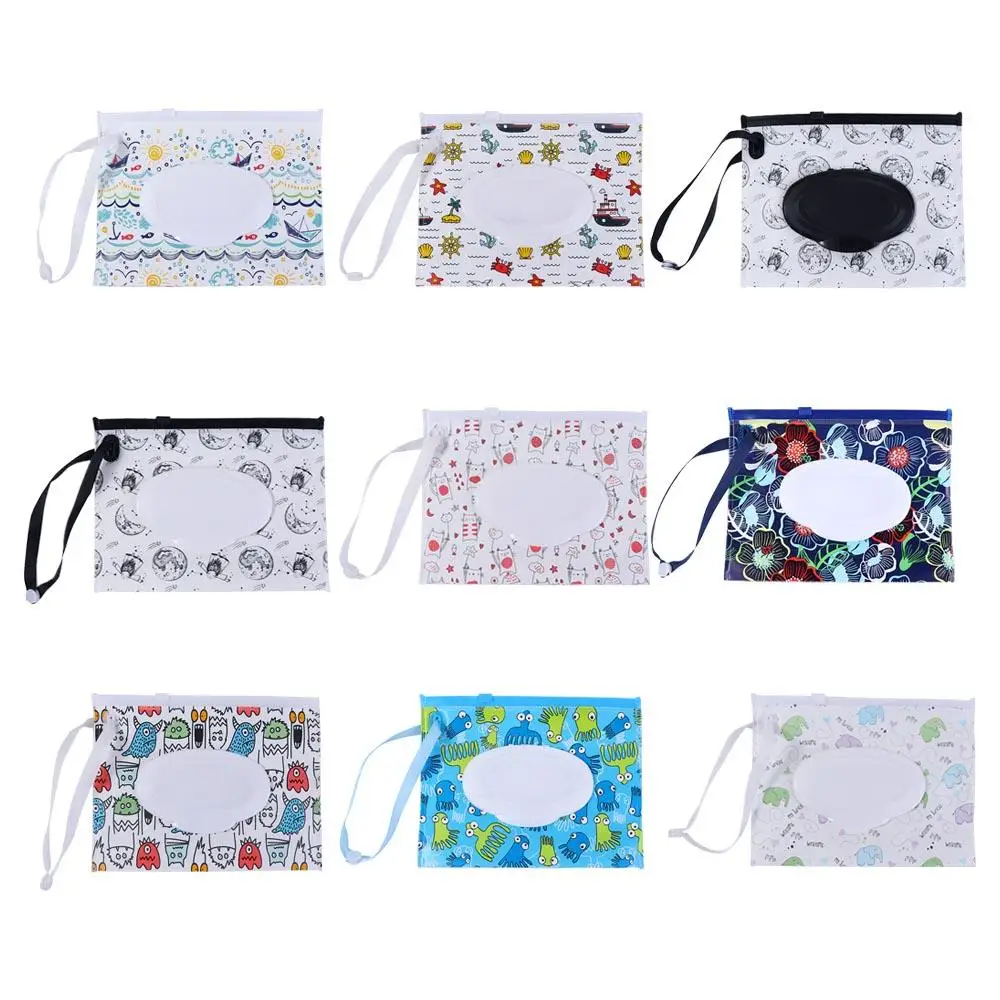 Wet Wipes Bag with Snap Strap EVA Baby Wet Wipes Box Portable Reusable Wipes Container Eco-friendly Cleaning Wipes Case