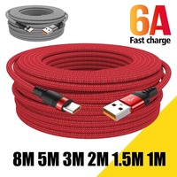 Universal USB TYPE C Cable 5A Super Fast Charge Cable 1m 2m 3m 5m 8m USB C Extension Cable For iPhone 16 iPad Samsung Xiaomi 17