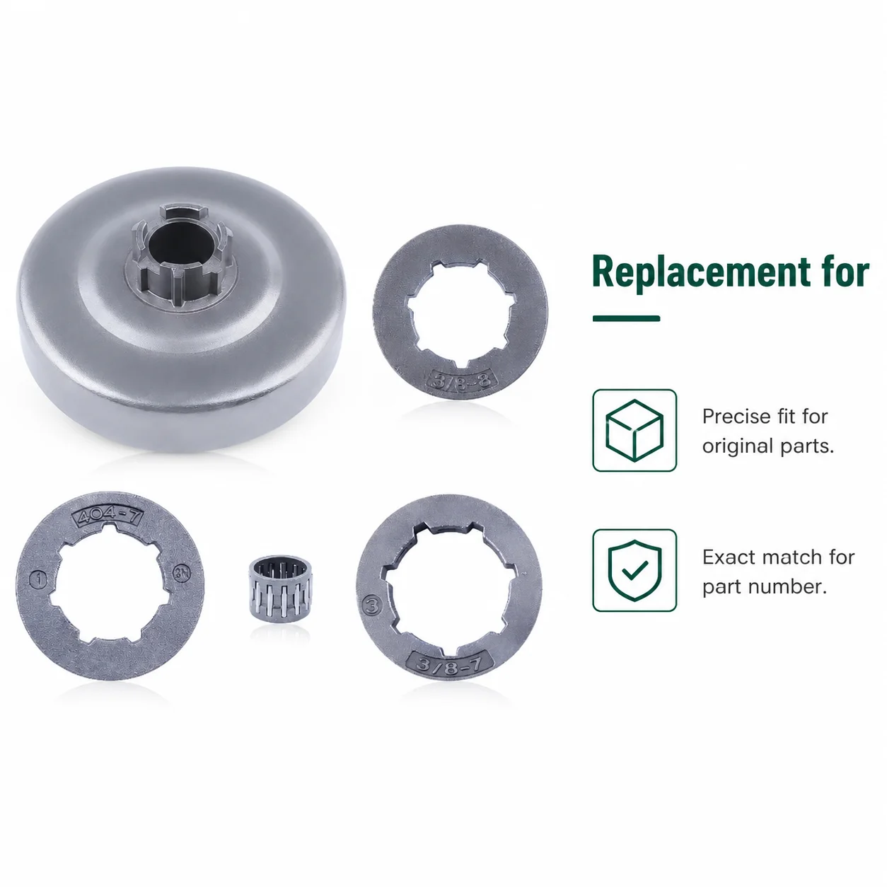 Clutch Drum w/ 3 Sprocket Rim & Needle Bearing Kit For Husqvarna 61 266 268 272 Jonsered 625 630 670 Chainsaw Replacement Parts