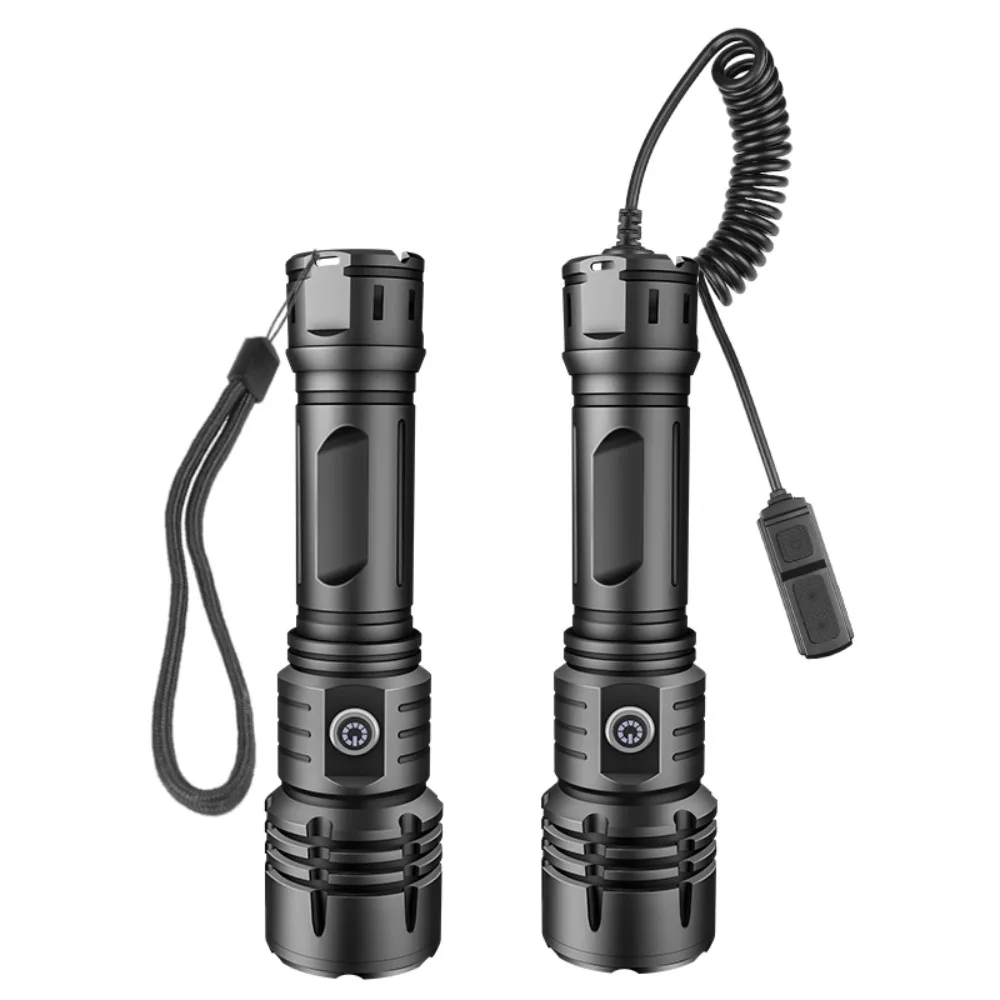 Multifunctional L2 LED Tactical Flashlight Fixed Focus Aluminum Reflector with Dual Rat Tail Switches for Night Patrol Rescue