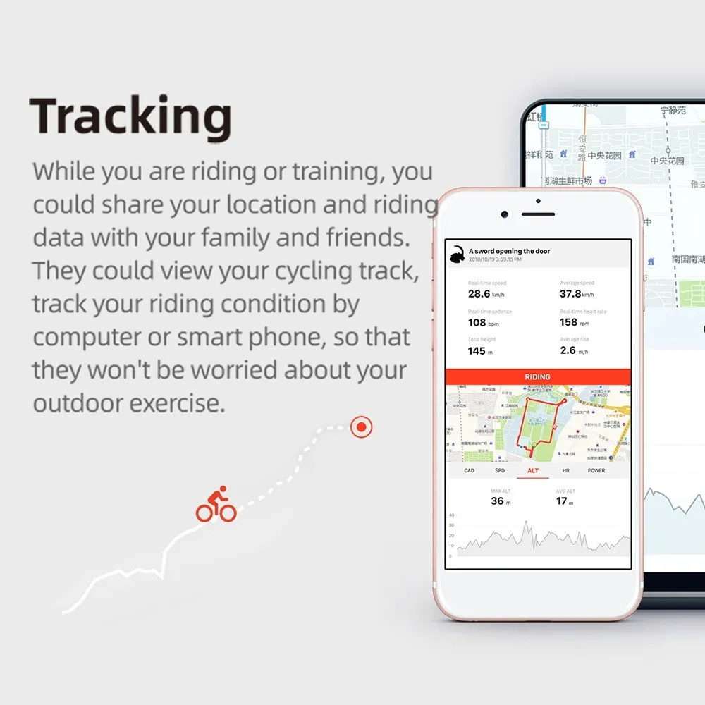 GPS Cycling Computer ANT+ WIFI Rechargeable IPX7 Water Resistant Bike Odometer