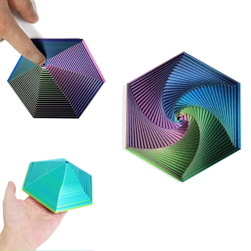 3D Printed Fractal Fidget Hexagon 7cm Portable Playing Sensory Anti-stress Toy Desktop Ornament Kid Toy Visual Toys