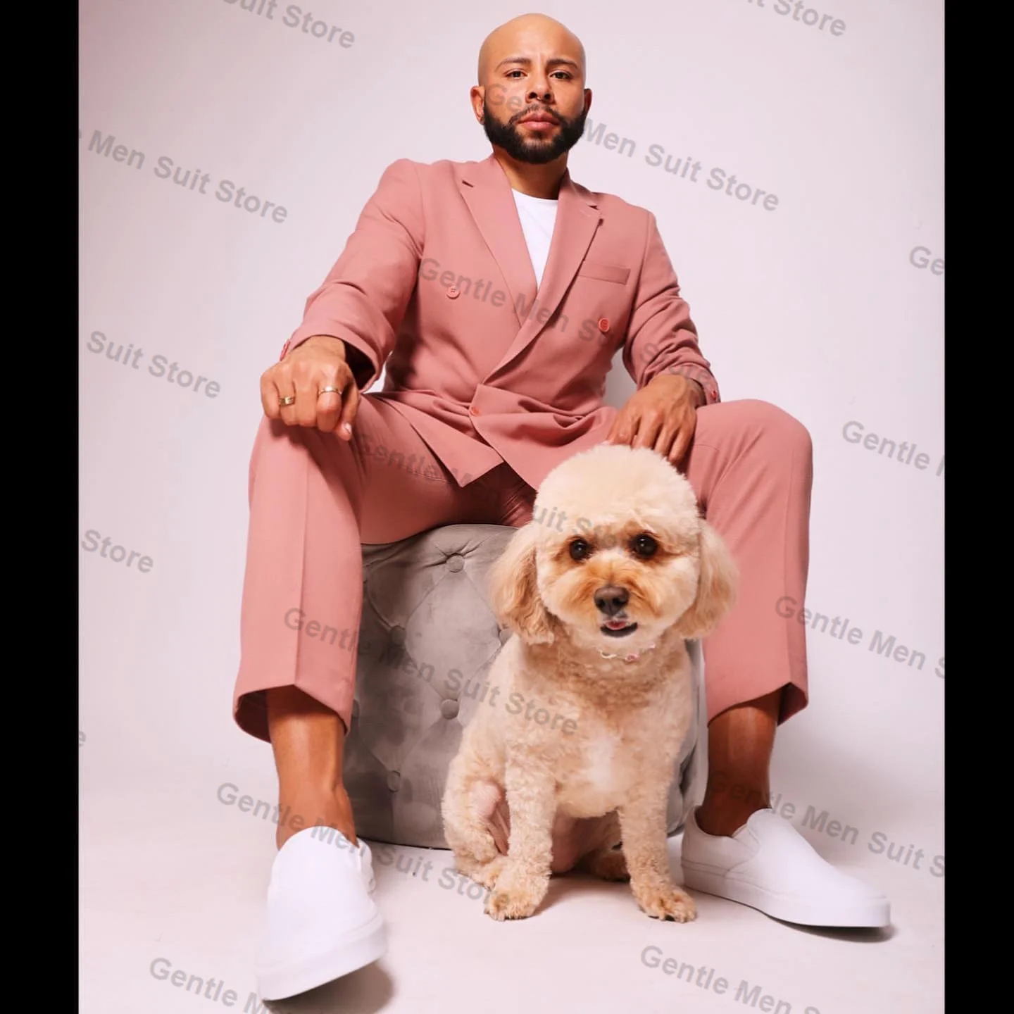 Conjunto de traje rosa para hombre, de 2 piezas Chaqueta de algodón, Blazer + Pantalones de doble botonadura, esmoquin de boda para novio y graduación, abrigo hecho a medida