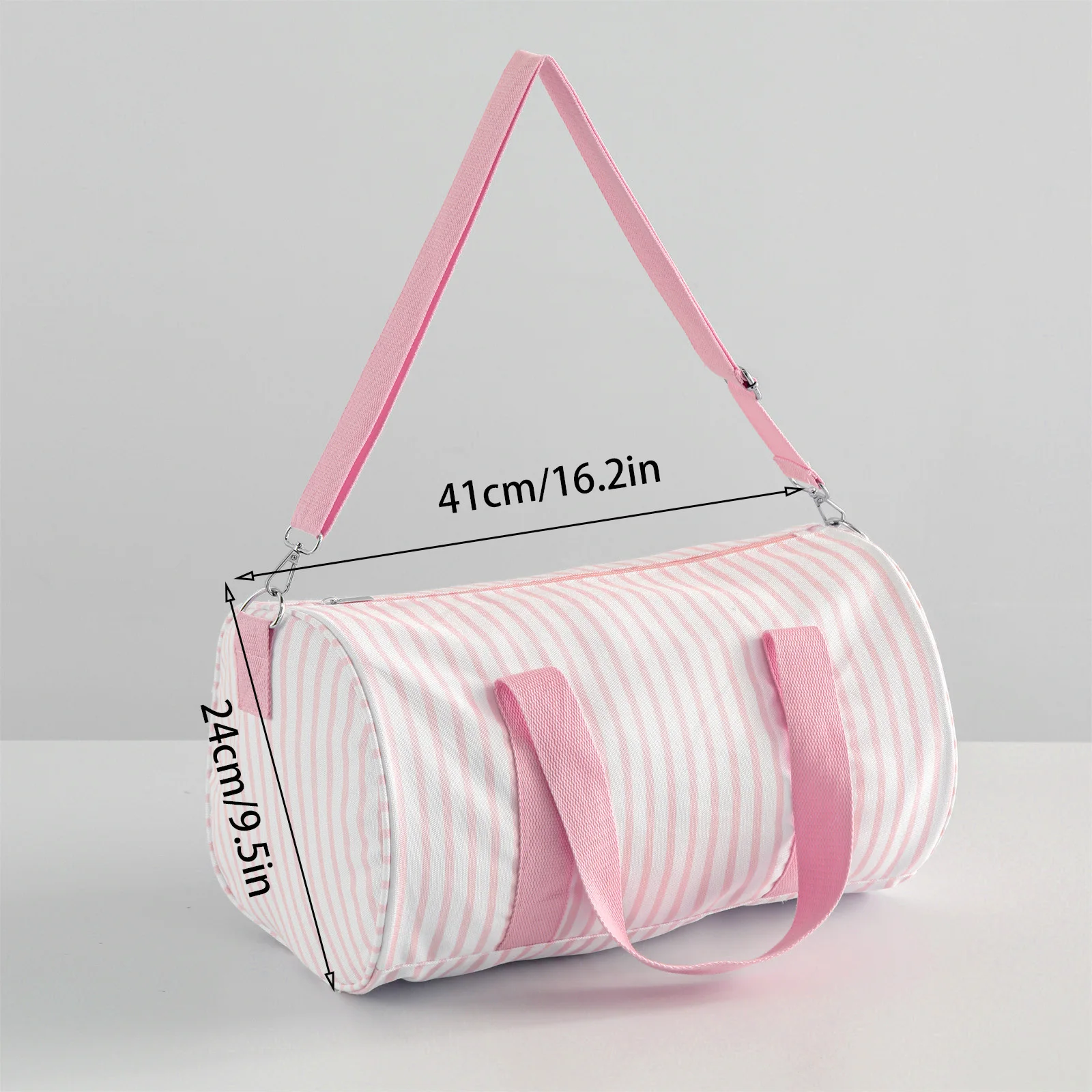 Striped Duffle Bag Women Canvas Embroidery Travel Shoulder Bag With Detachable Adjusted Strap