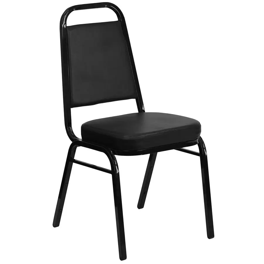 

HERCULES Series Trapezoidal Back Stacking Banquet Chair in Black Vinyl Black Frame