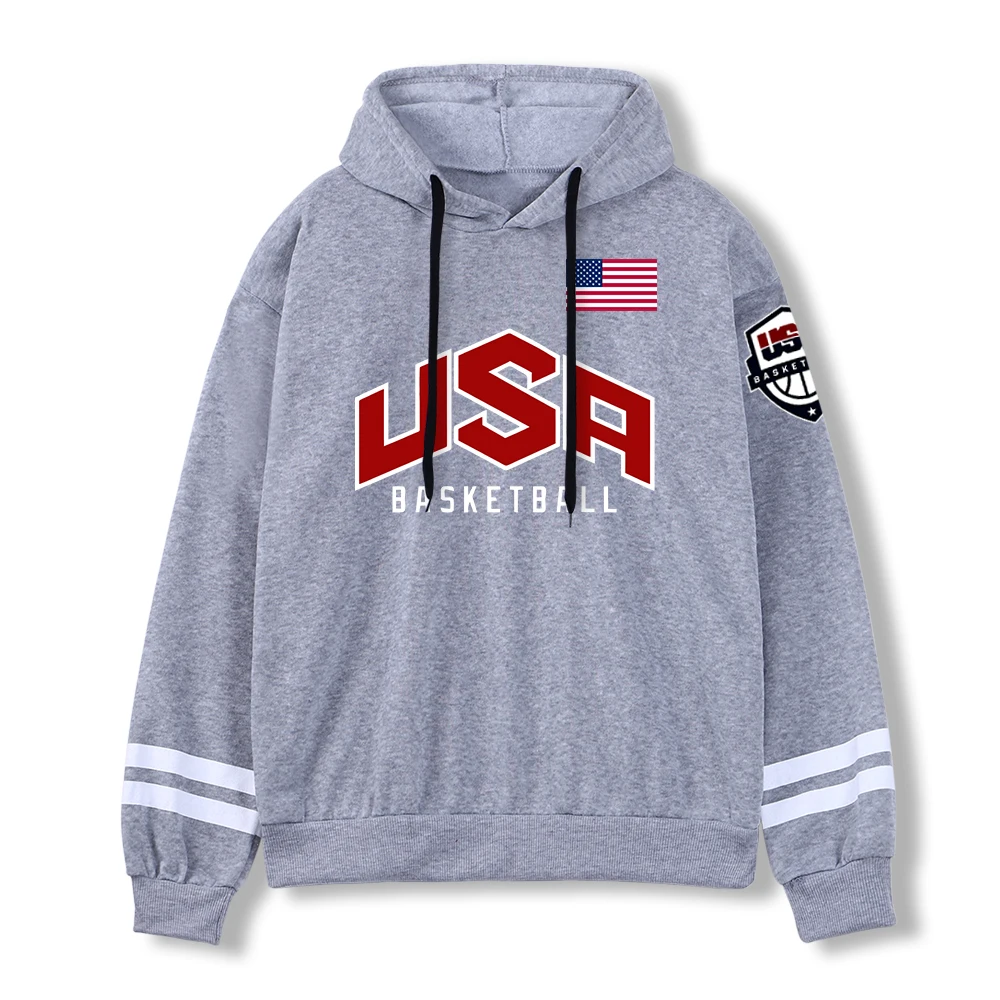 USA Basketball LOGO Printed Hoodie Man Women Autumn Warm Splicing Sweatshirts Personality Casual Clothing Loose Fleece Pullovers