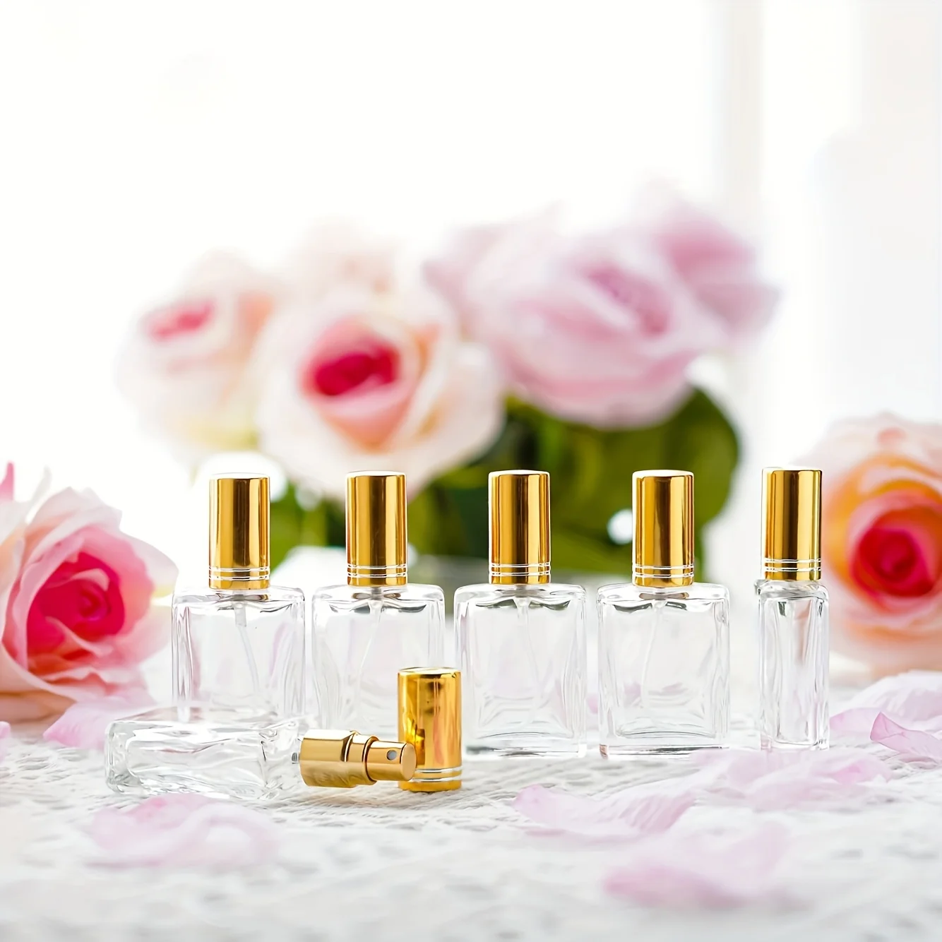 Flacon pulvérisateur de parfum transparent de 15ml, 12 pièces + 6 accessoires, comprenant 12 flacons, 3 entonnoirs et 3 sous-emballage d'artefacts