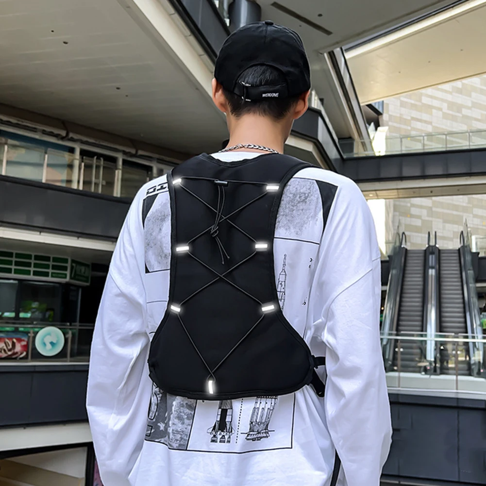 Functional Tactical Vest Chest Bag Lightweight Phone Holder with Pocket & Extra Storage Fashion Waistcoat for Cycling Running