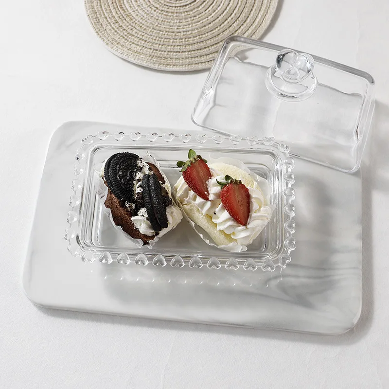 Western style butter, dessert, candy dish, transparent glass curved small mop, kitchen seasoning dish, soy sauce dish