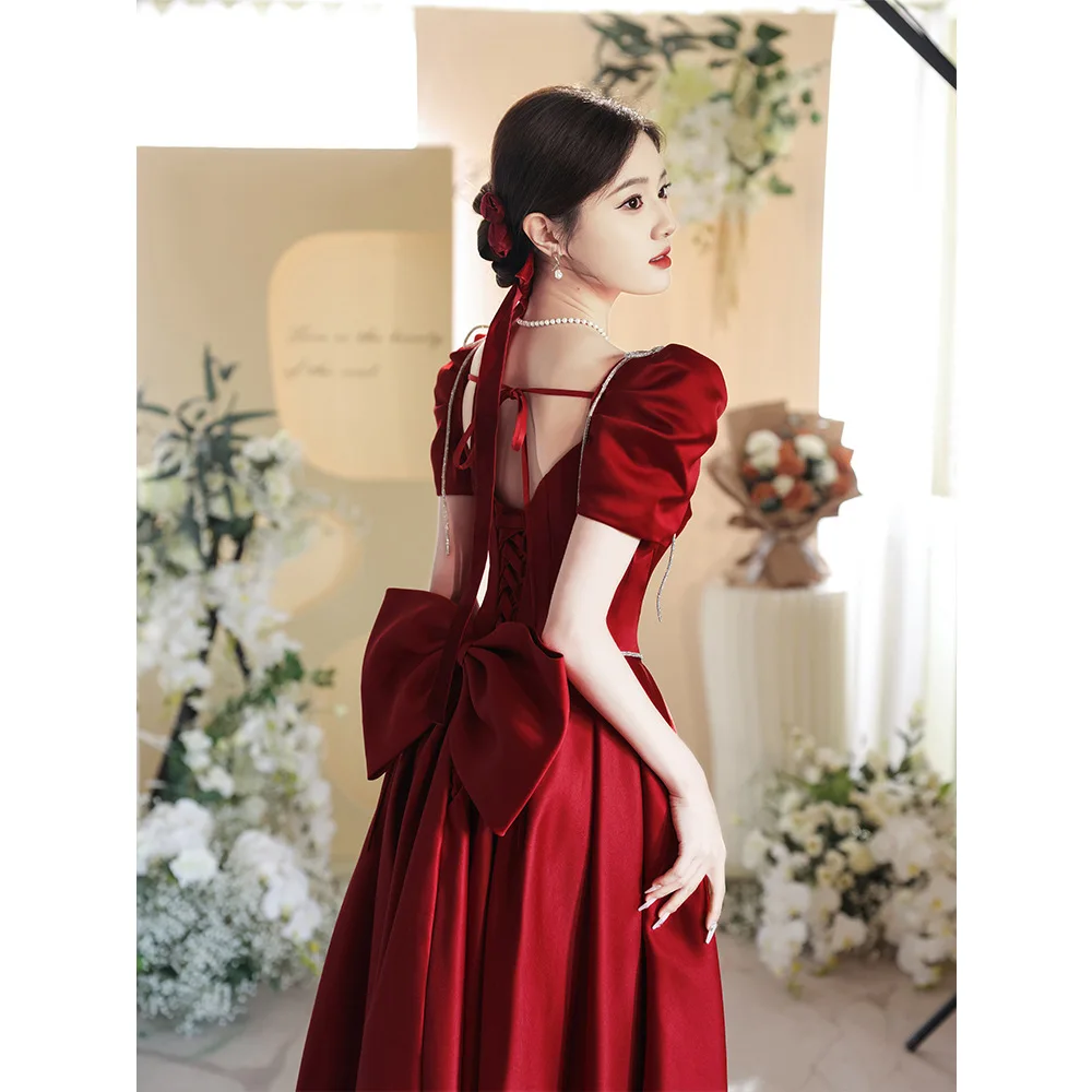 Bride new satin simple temperament toast clothing