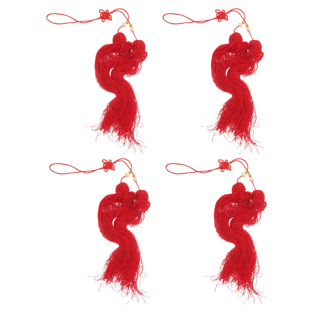 

4 Pcs Martial Sword Spike Chinese Tassels for Decoration Style Bright Pendant Hanging Cloth Red Charm Fitness