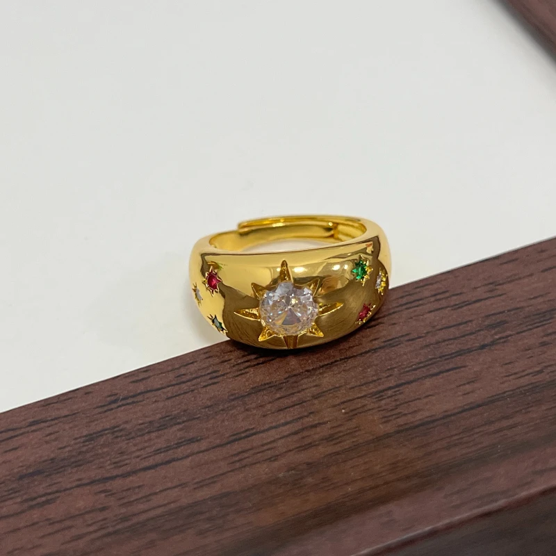 Star-similar Style - Wide-edge Women's Simple Open-style Ring - Set with Diamonds - As A Gift for The Wedding Anniversary