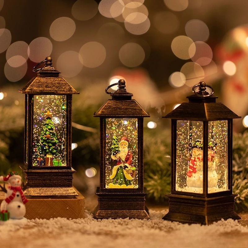 Kerstversiering, kleine nachtverlichting Scène-arrangement Kerstboom Desktopornamenten Kindercadeaus Kristallen lichten