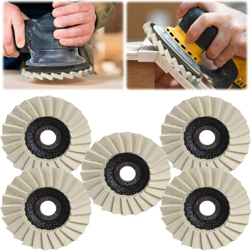 Wool Felt Polishing Discs 115 mm Set of 5 for For metal Marble Furniture Car Wax Engineered for No Rotation Marks