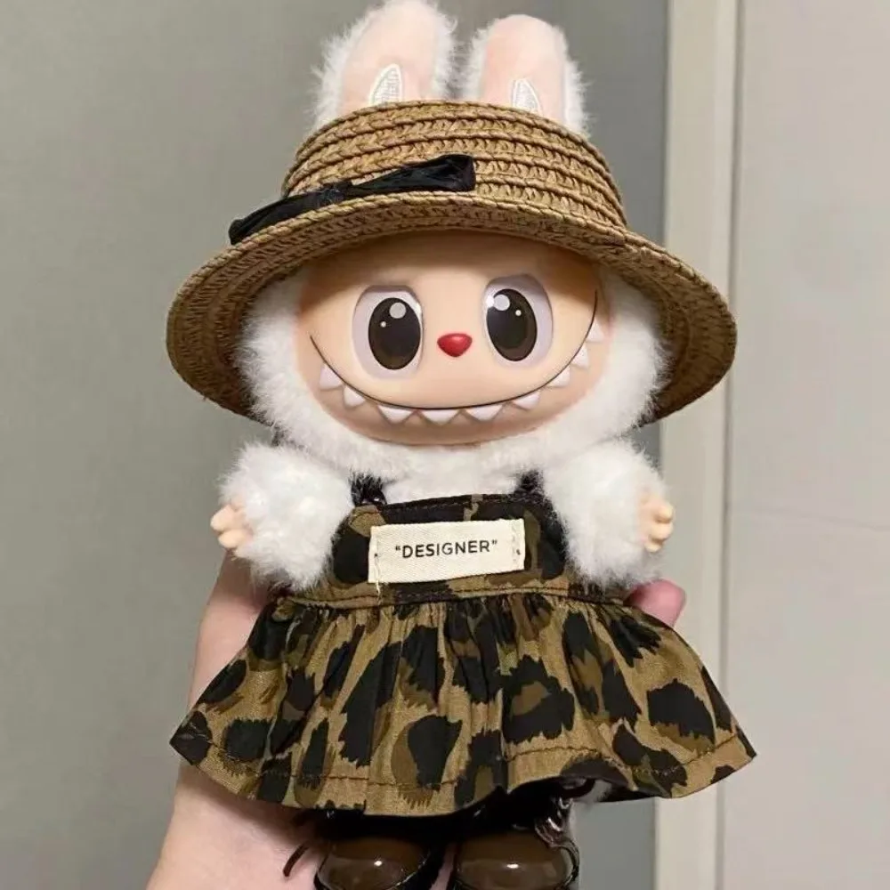 Acessórios de roupas de boneca para bonecas labubu de 17cm, pijama adorável com máscara para os olhos, brinquedo de algodão de pelúcia para estrela da coreia kpop exo