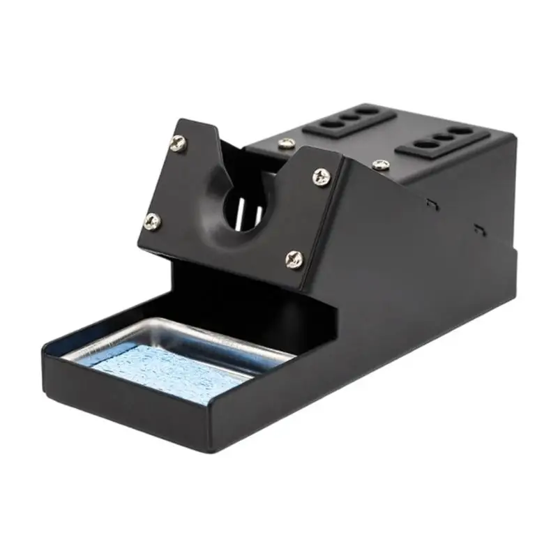 652F Metal Soldering Iron Station with Sponge Tray for Desktop Repair Projects, Tip Cleaning Access, and Daily Iron Rest