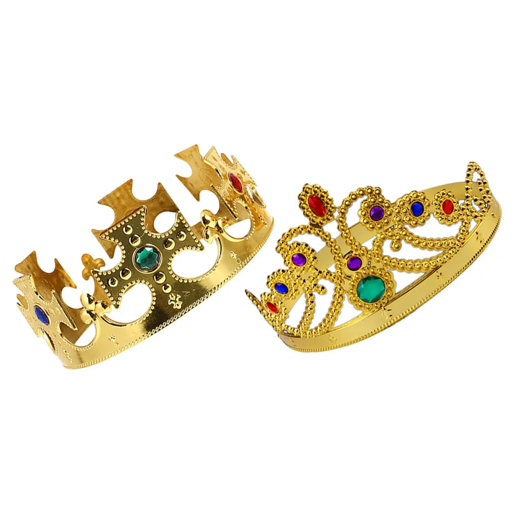 

Children Crown Headwear Halloween Party Costume Golden Tiara Decor Prop Cosplay Stage Performance Birthday Hat