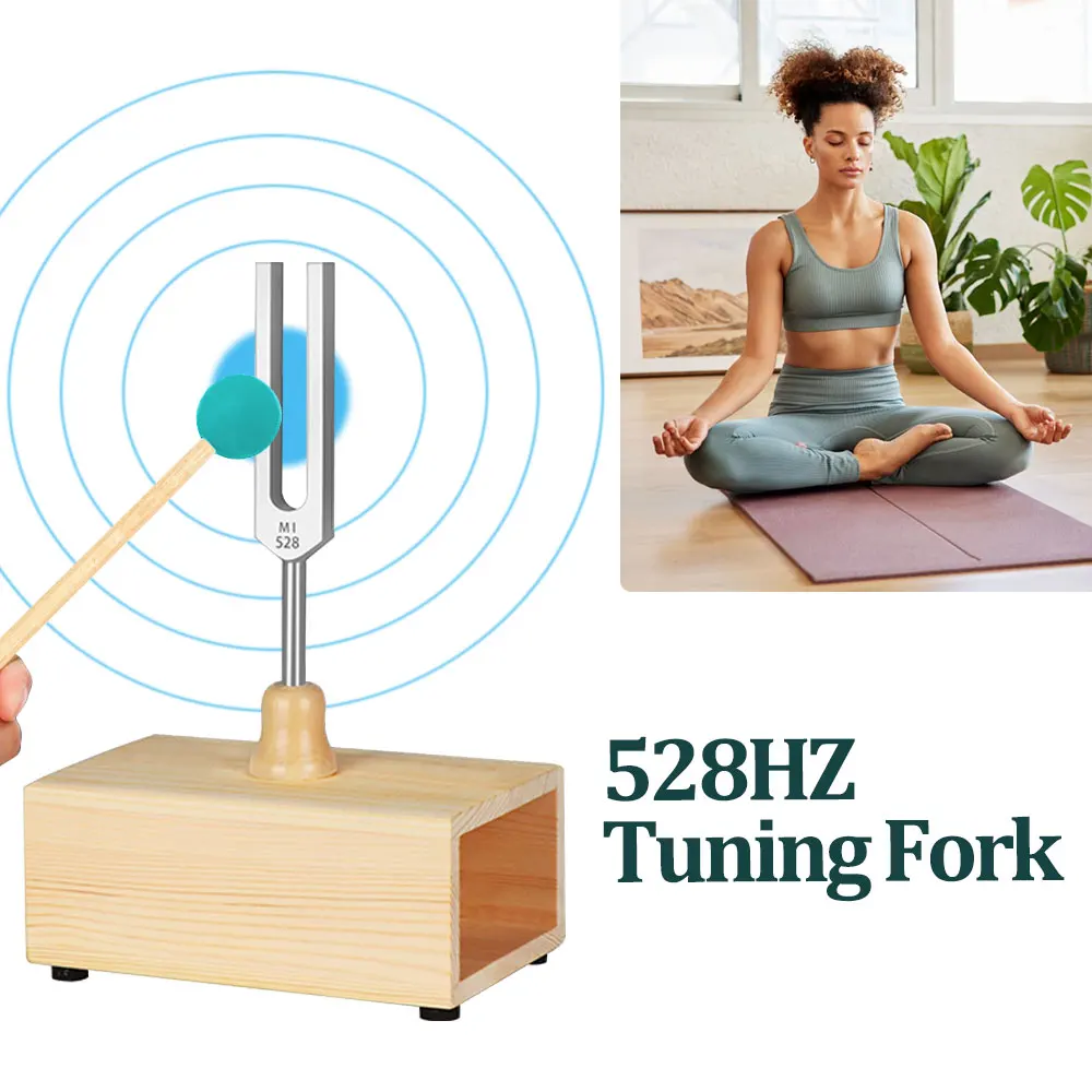 432Hz / 528Hz Chakra Tuning Forks with Resonant Box and Mallet Perfect for Sound Therapy Yoga Meditation and Relaxation