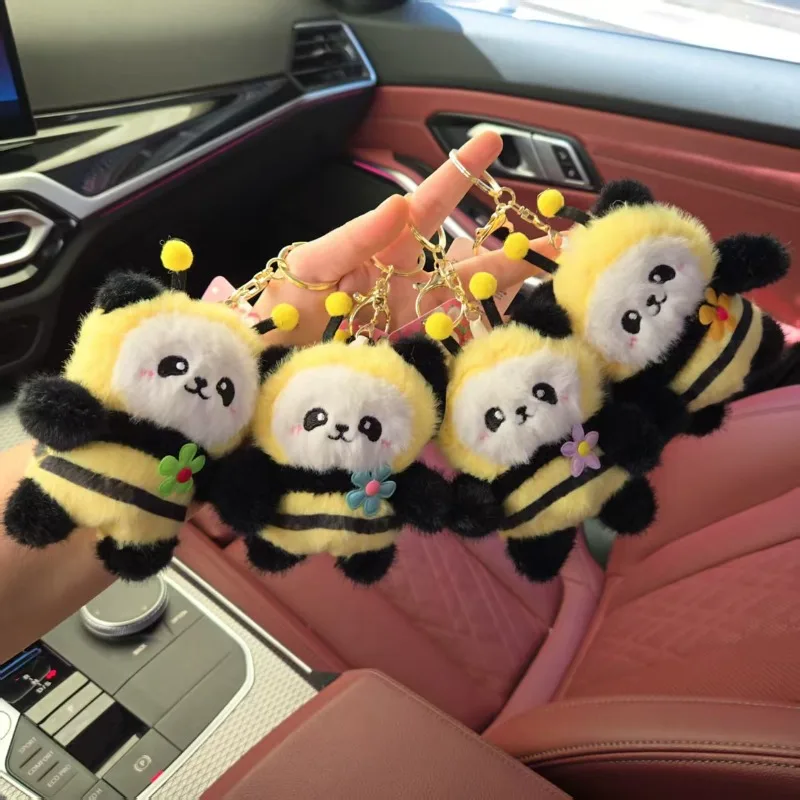 Breloczek Miniso Creative Back Bee Panda, kreatywny, uroczy dodatek do torby, najlepszy prezent urodzinowy, prezent świąteczny dla przyjaciół.