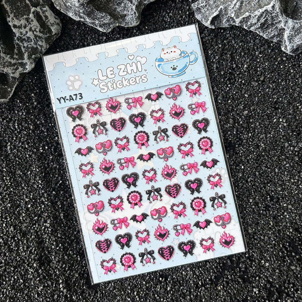 LEZHI Y2k Embossed Nail Art Sticker Vintage Envelope Wax Seal Plaid Button Argyle Self Adhesive Nail Decals Manicure Decorations