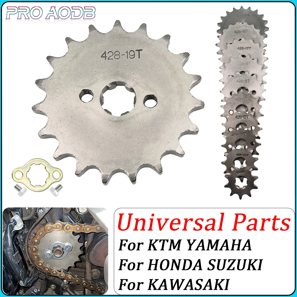 

428# 10t 11T 12T 13T 14T 15T 16T 17T 18T 19T Tooth 17MM 20MM ID Front Engine Sprocket fit Pit Bike ATV Motorcycle part