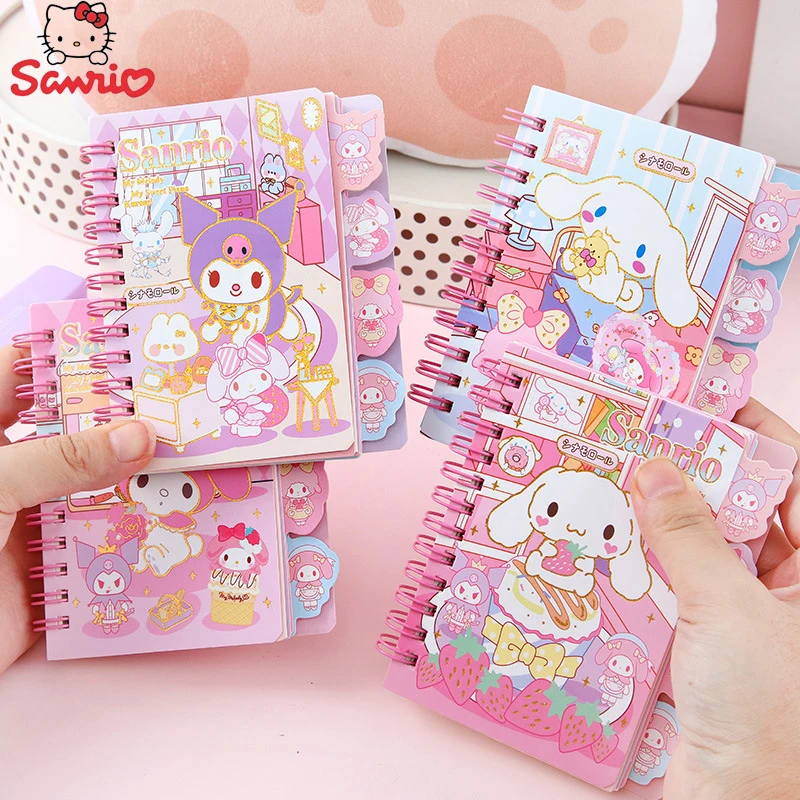 Anime Sanrio Diary Notebook My Melody Hellokitty Kuromi Cinnamoroll Cartoon Student Portable Notebook Kids Birthday Girl Gifts