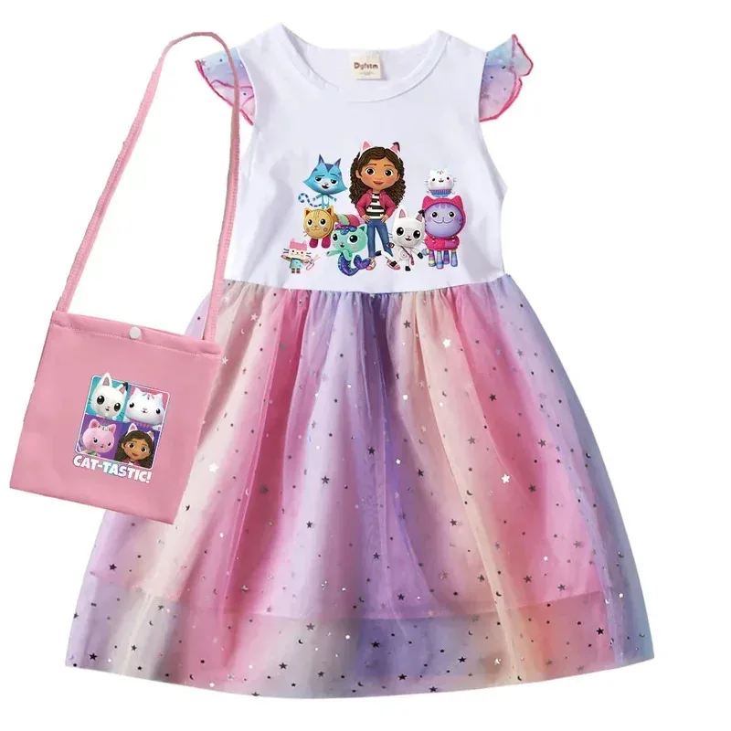 Vestido de gato Gaby para niñas, diadema con bolsa, vestido de fiesta de cumpleaños para niñas, casa de muñecas de cabby, disfraz de cosplay de Navidad y Halloween para niños