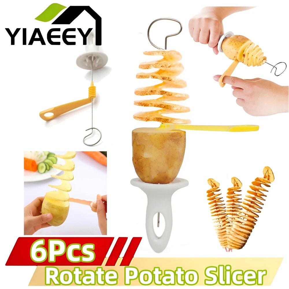 Rotate Potato Slicer Stainless Steel Plastic Twisted Spiral Potato Slice Cutter Whirlwind DIY Manual Creative Kitchen Gadgets