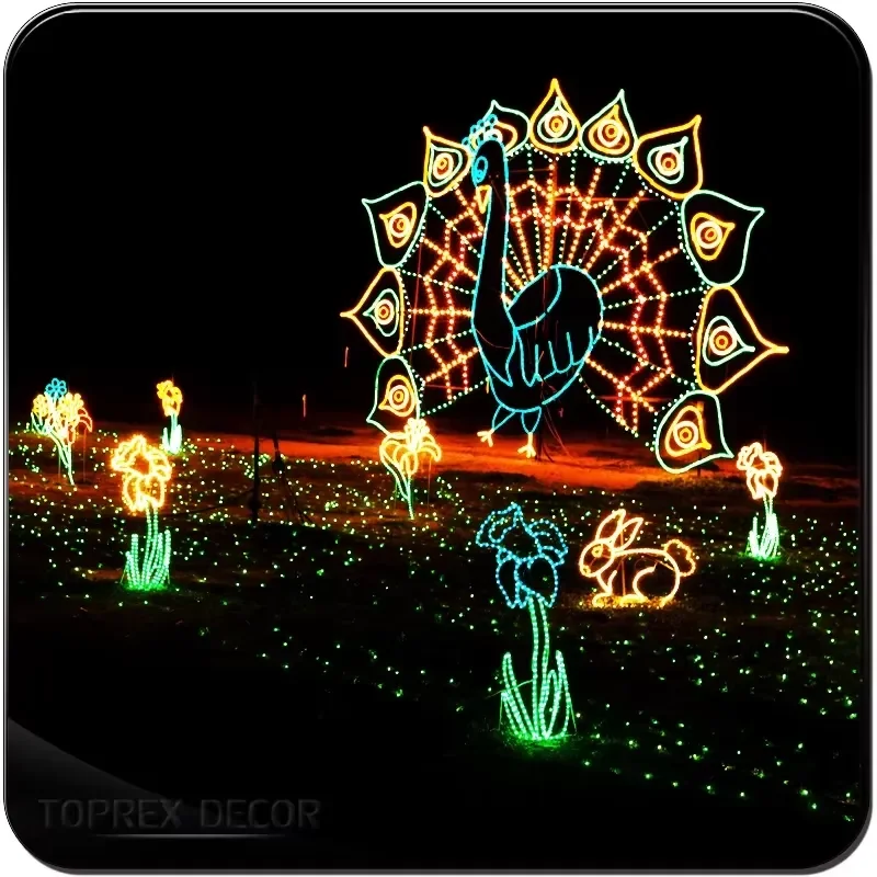 3D LED Peacock Light Outdoor Waterproof IP65 Metal Garden Decoration Holiday Party Yard Landscape Lighting Durable Night Lamp