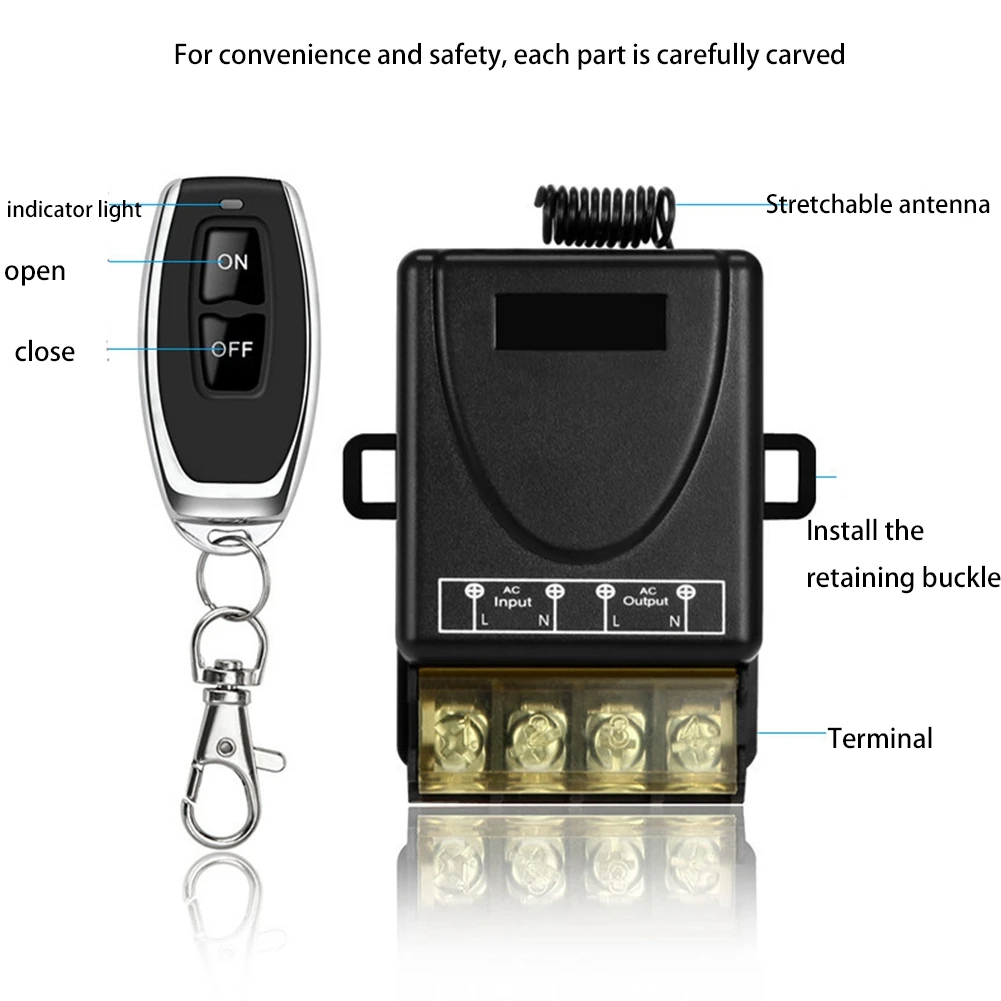 Bomba de água sem fio interruptor de controle remoto, módulo receptor, ligado e desligado, transmissor RF para luz LED, 1CH, 30A, 433MHz, 220V