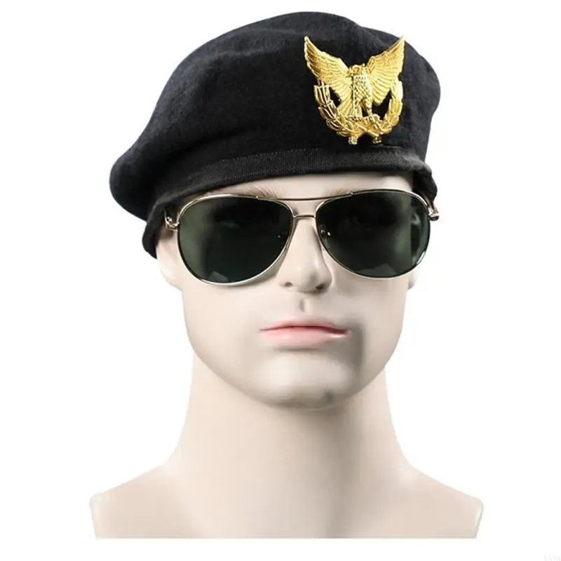 قبعة L5YA أنيقة لزي كابتن البحارة الأمنيين قبعات صوفية مزخرفة قابلة للتنفس ومريحة #5