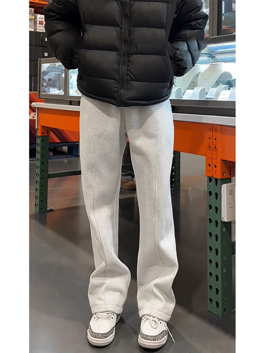 Floral ey Bell Bot Sweatpants for Men Autumn Winter Youth Sports Fce Lined Casual Straight Leg Pants High Waist Long ...