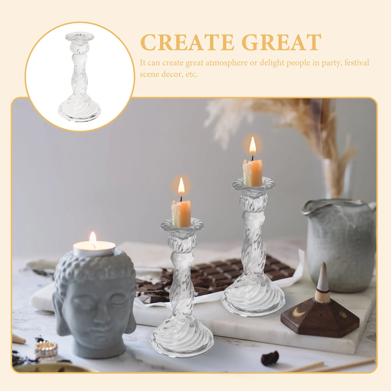 

Glass Elegant Glass Candlestick Wedding Party Dinner Home Decoration Festival Unique Candlestick