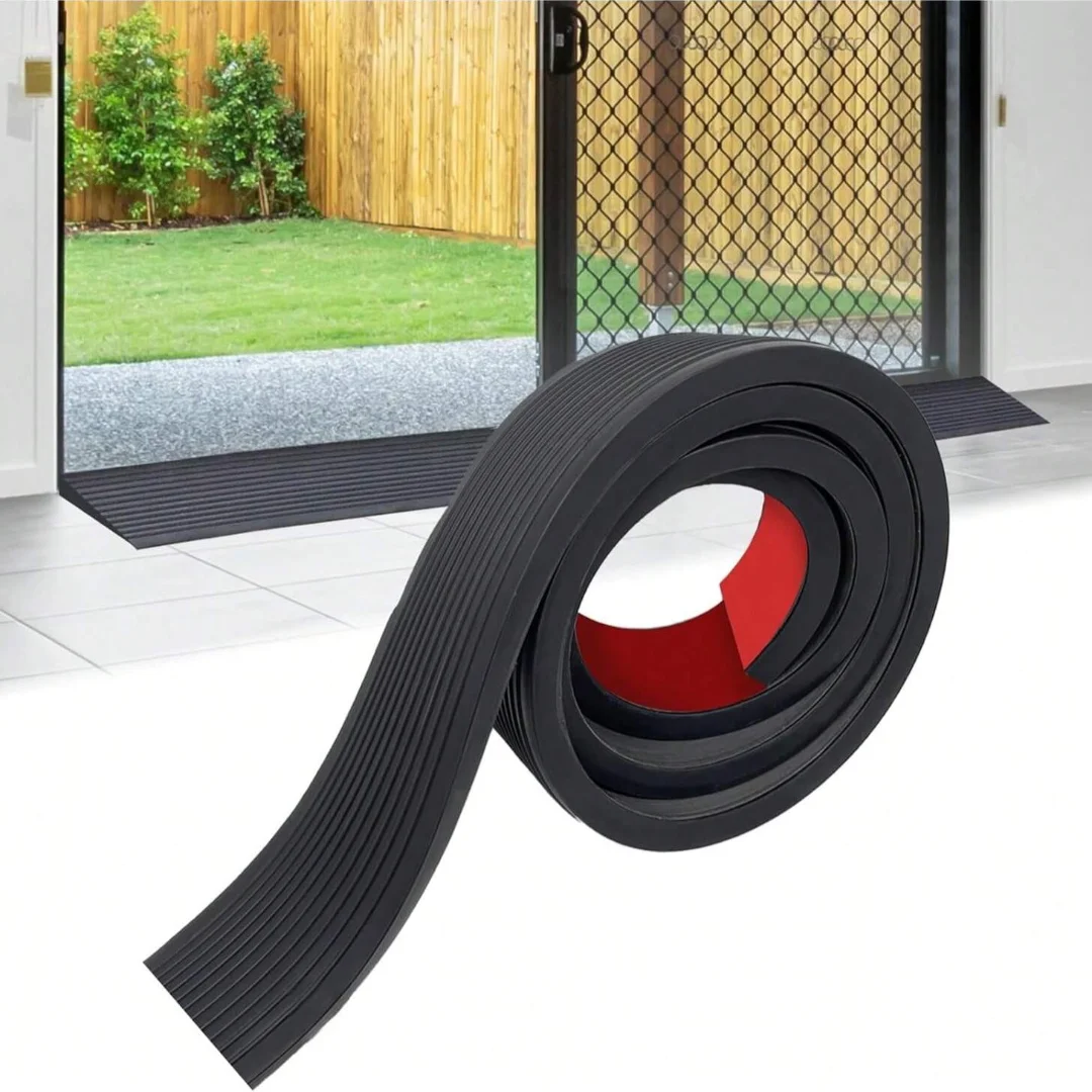 1PC 1m/39.37inch Doorway Threshold Ramp Self-adhesive PVC Rubber Ramp Wear-resistant Striped Stair Anti Slip Tape
