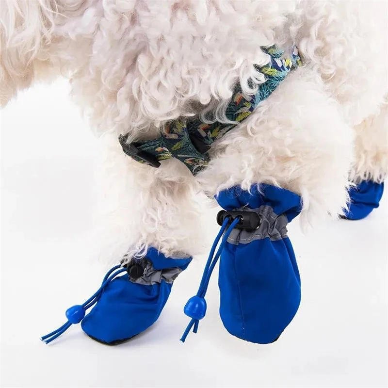 4PCS Waterproof Winter Boots for Dogs Antiskid Puppy Shoes Anti Slip Pet Rain Snow Boots for Small Large Dogs To Walking Running