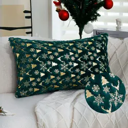 30x50 45x45 Christmas Tree Snowflake Elk Foil Print Decorative Cushion Cover  Soft Plush Christmas Pillowcase Living Room Sofa