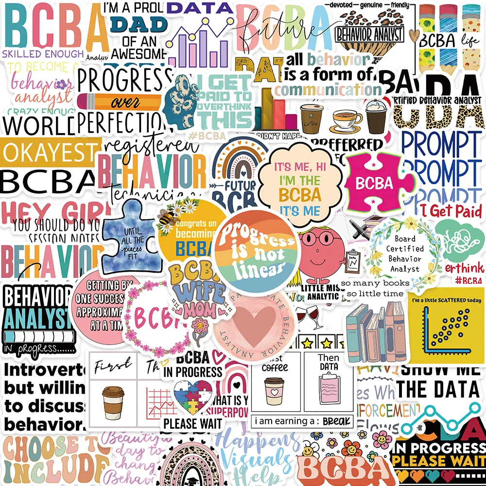 

50pcs BCBA Stickers Colourful Aesthetic Cartoon Graffiti Decals For Laptop Luggage Phone Skateboard Guitar Waterproof Stickers