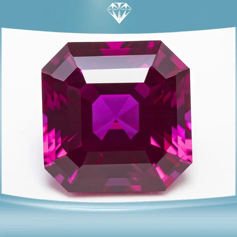 

Top Lab Grown Ruby Square Rubellite Asscher Cut VVS1 Gemstone Charms DIY for Jewelry Making Materials Selectable AGL Certificate