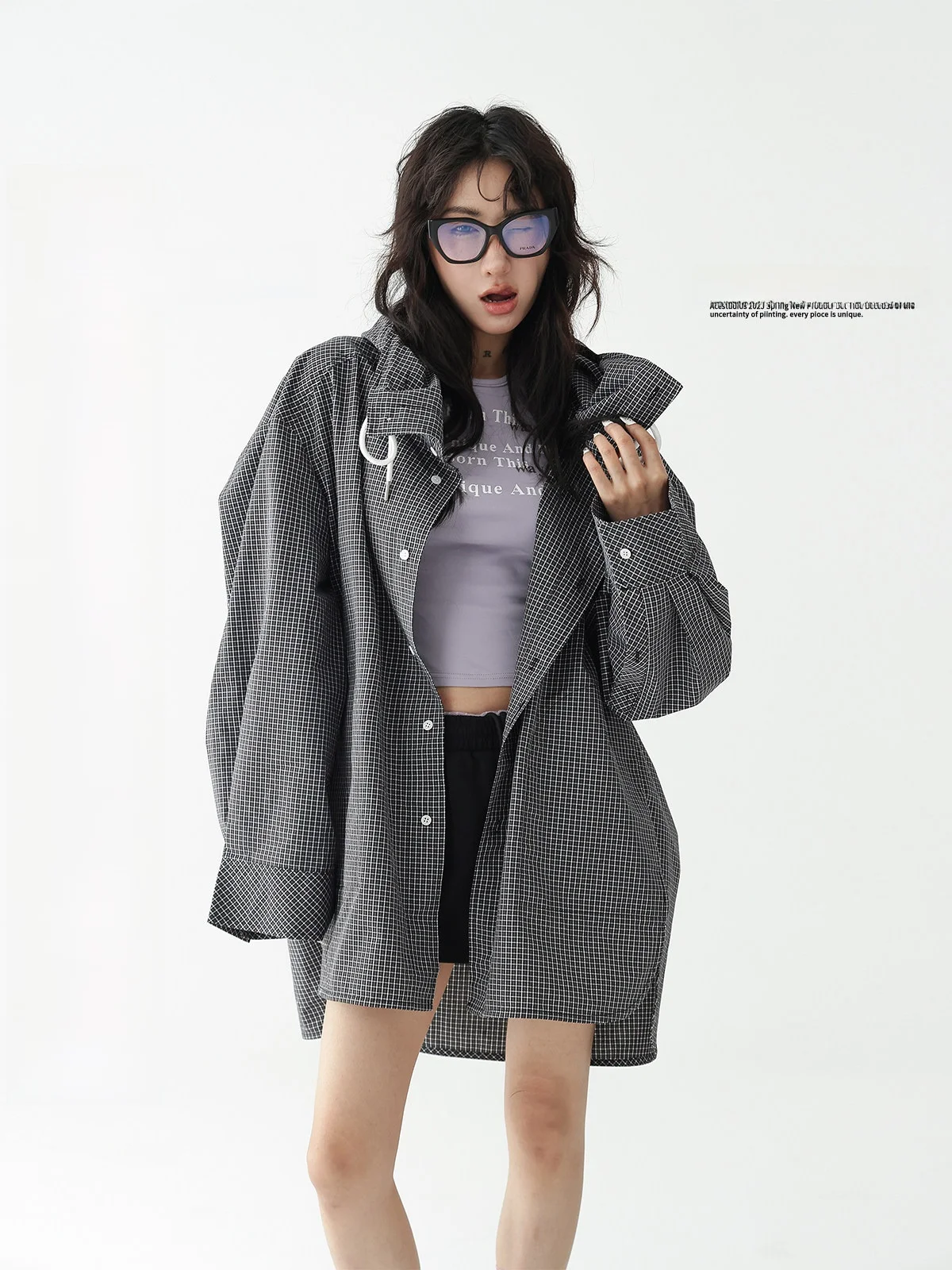 

iléudios Классический клетчатый свободный крой с 3D индивидуальным капюшоном Dstring Long Sve irt Jaet Street Sle Хлопковый женский irt