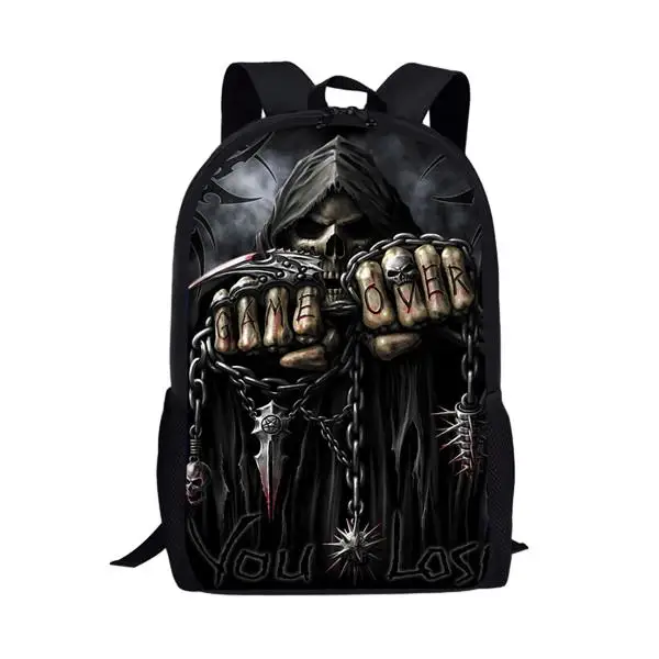 Cool Skull Print Men Backpack Kids Boys Girls Backpacks Child School Bags for Teenage Daily Bagpack Book Bag Back Packs Bookbag