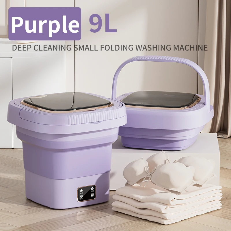 9L Portable Mini Washing Machine Portable Washing Bucke 3 Modes Effective Sterilizing Washer With Drain Basket Suitable For Baby