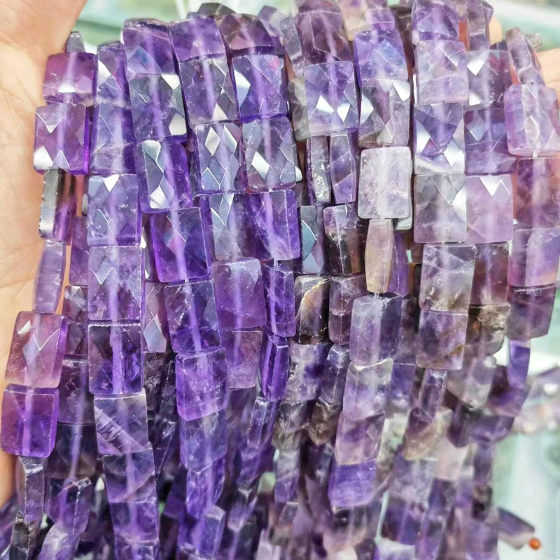 

New Natural Amethyst Cut Rectangular Loose Bead Handmade DIY Bracelet Necklace Sweater Chain Jewelry Accessories Wholesale