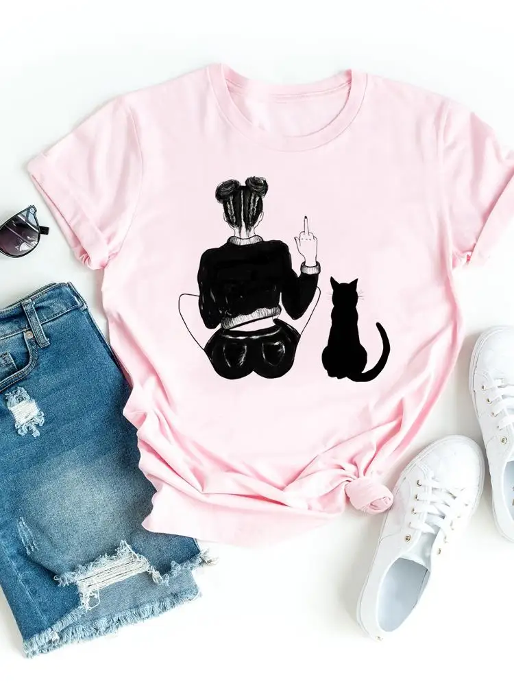 

Clothing Women T Clothes 90s Cat Lovely Style Cat Cute Short Sleeve Ladies Casual Fashion Female Graphic Tee Print T-shirts