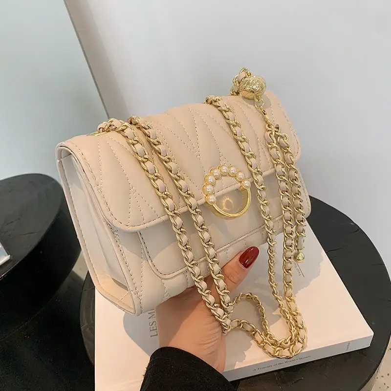 Women\'s PU Leather Shoulder Bag Fashion Commuter Trend Chain Bag Senior Celebrity Versatile Crossbody Bag Mobile Phone Bag