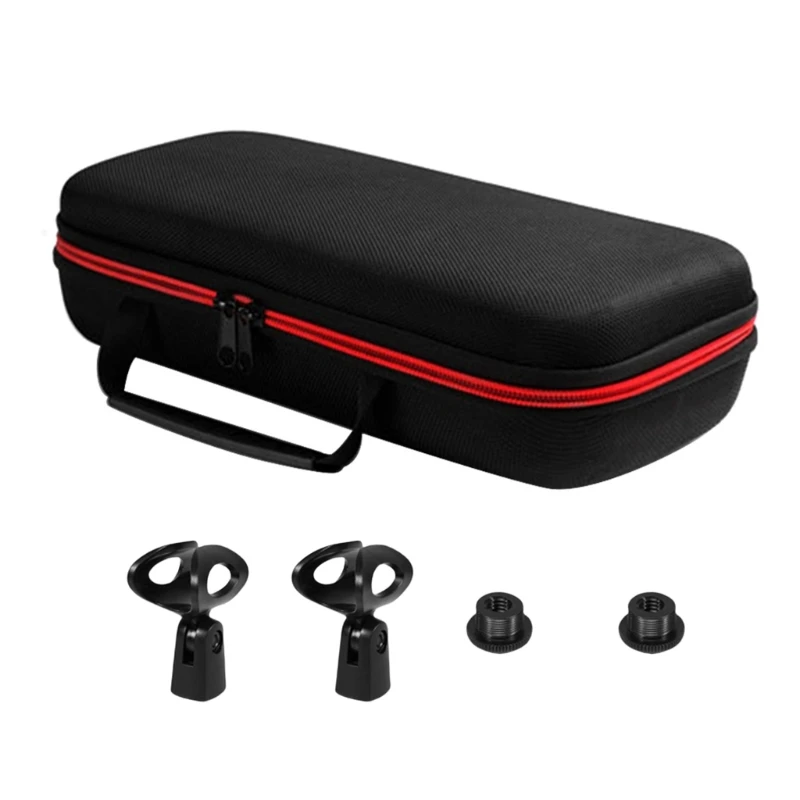 Estuche almacenamiento para micrófono inalámbrico Estuche viaje con adaptador soporte para micrófono