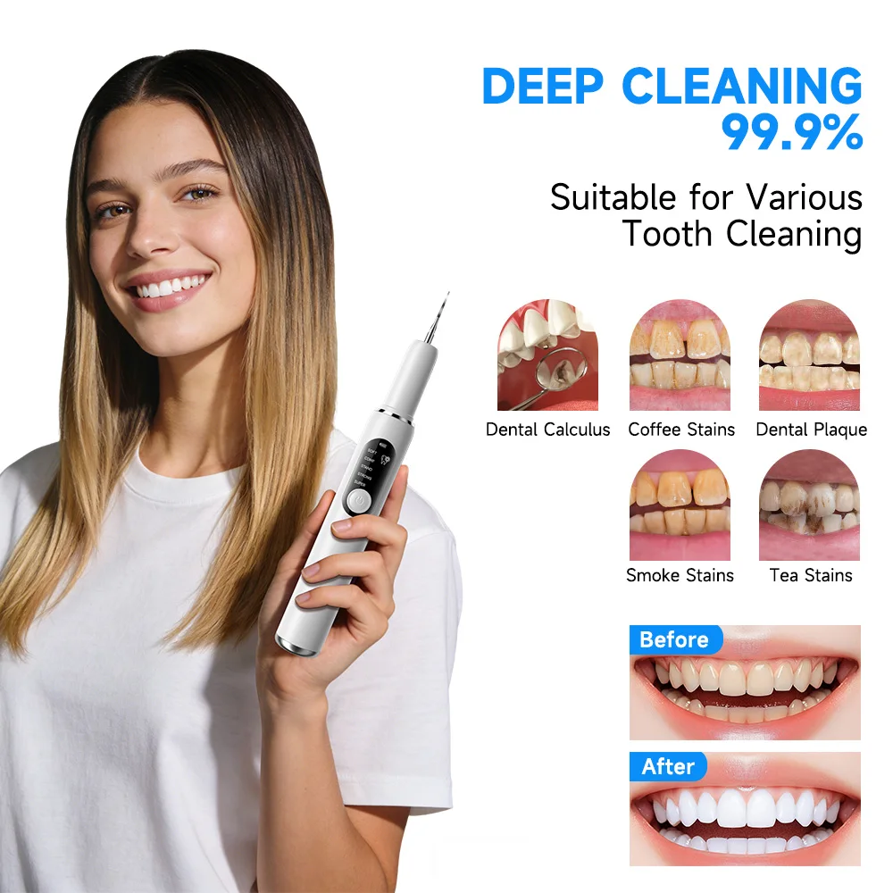 

CURVY MOON T6 Ultrasonic Electric Dental Scaler Tooth Cleaner Tartar Eliminator Calculus Plaque Tooth Stains Remover