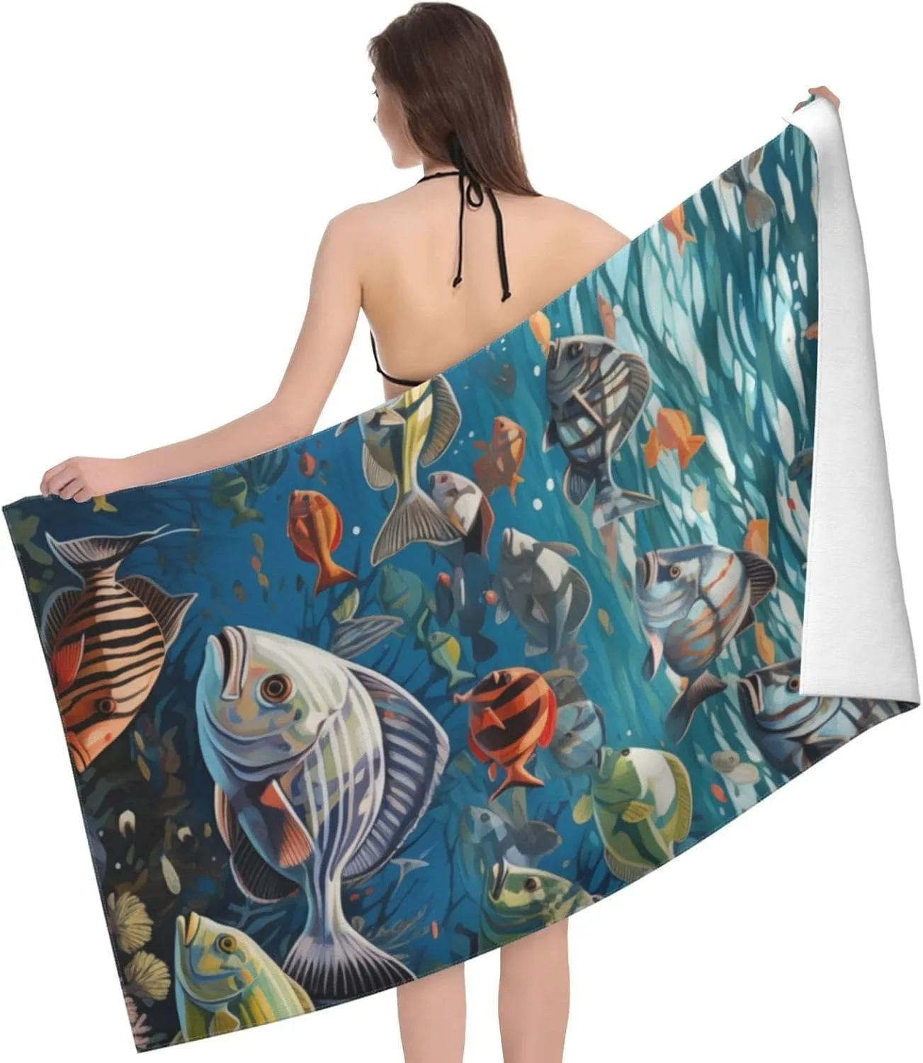 

Tropical fish pattern Beach Towel for Family stuff friend Gifts Quick-Dry Towel For Bath Yoga Tourism Beach GYM Camping Swimming