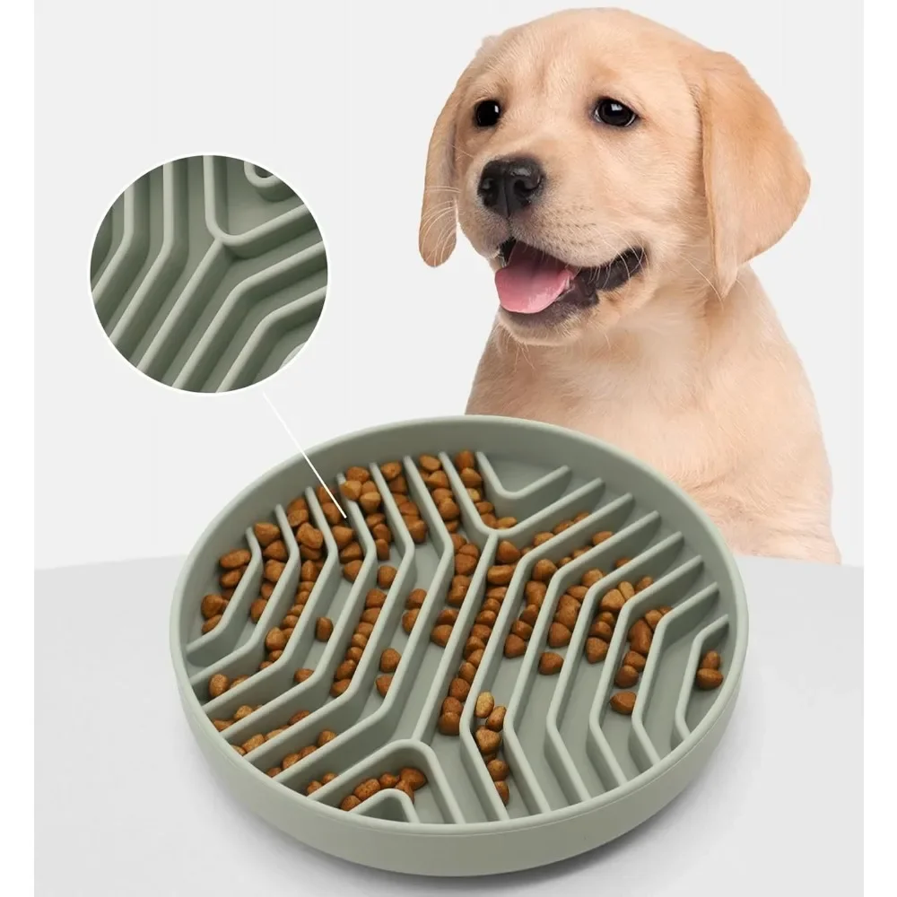 

Slow Feeder Dog Bowls, Puzzle Silicone Dog Feeding Bowls with Suction Cups,Anti-Choking,Non-Slip Design,Reduces Boredom, Anxiety